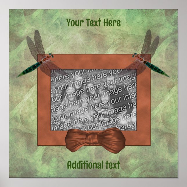 Cute Dragonflies Frame Create Your Own Photo Poster (Front)