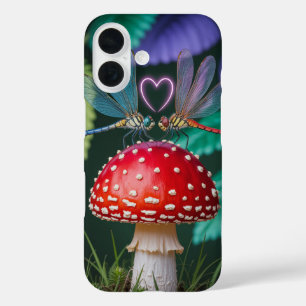 Cute Dragonflies on a Mushroom - iPhone 16 Case