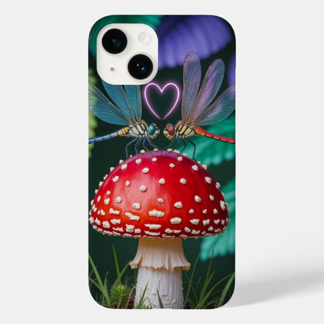Cute Dragonflies on a Mushroom -  Case-Mate iPhone Case (Back)