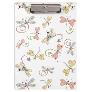 Cute Dragonflies Pink Yellow Blue Clipboard