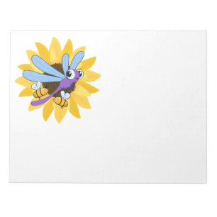 Cute Dragonfly and bees Notepad