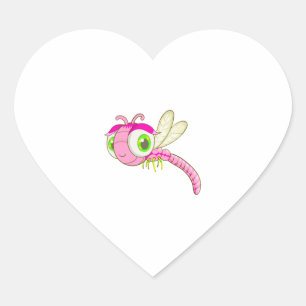 Cute Dragonfly Bug Heart Sticker