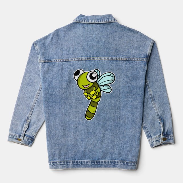 Cute Dragonfly Costume Fly Insect Gift Idea Denim Jacket (Back)