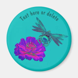 Cute Dragonfly On Flower Personalized Magnet