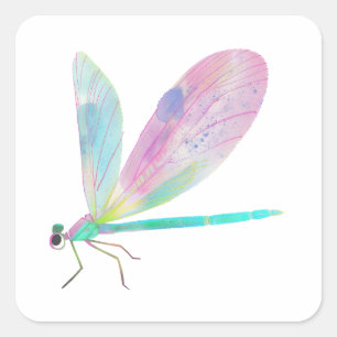Cute dragonfly square sticker
