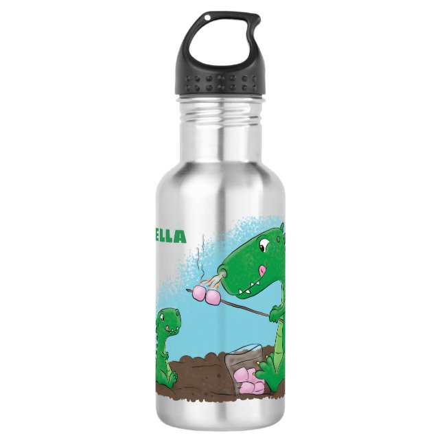 Cute dragons roasting marshmallows cartoon 532 ml water bottle (Front)