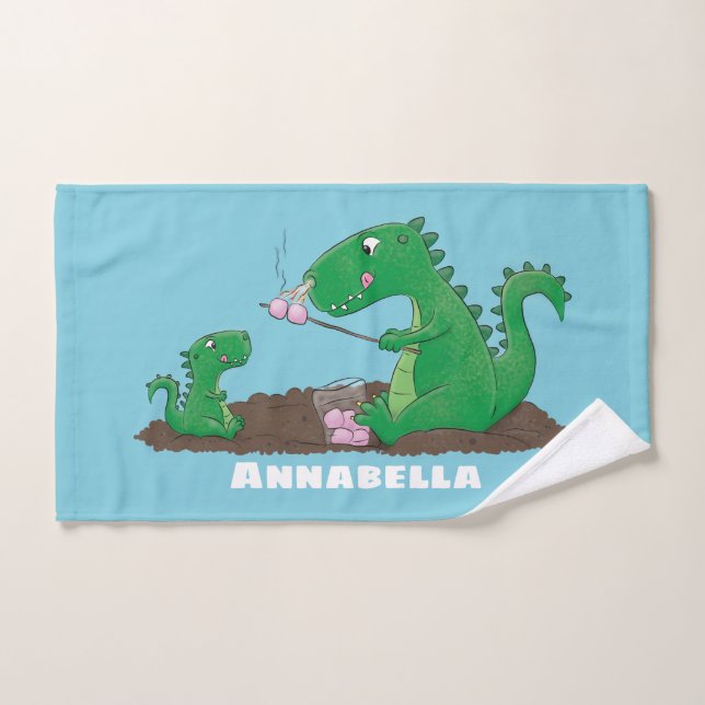 Cute dragons roasting marshmallows cartoon bath towel set (Hand Towel)