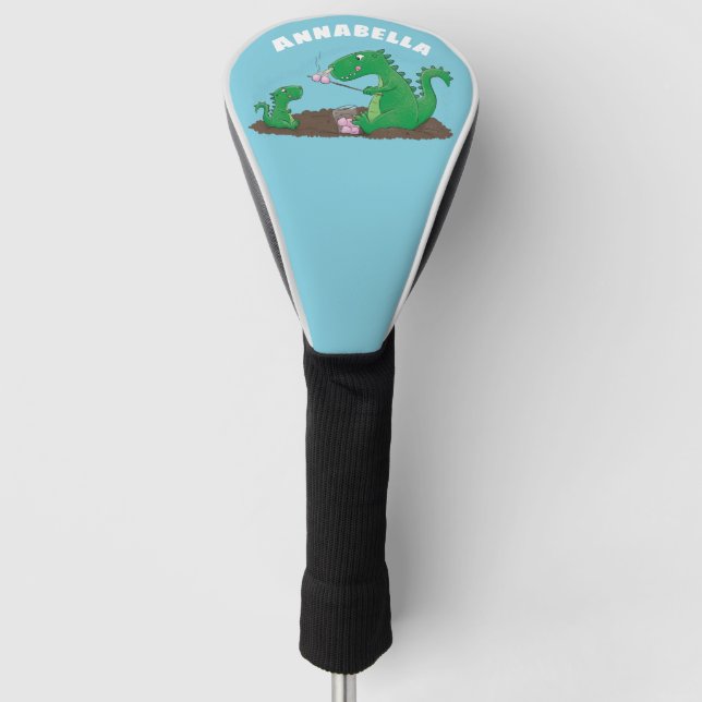 Cute dragons roasting marshmallows cartoon golf head cover (Front)