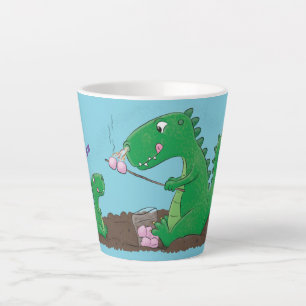 Cute dragons roasting marshmallows cartoon latte mug