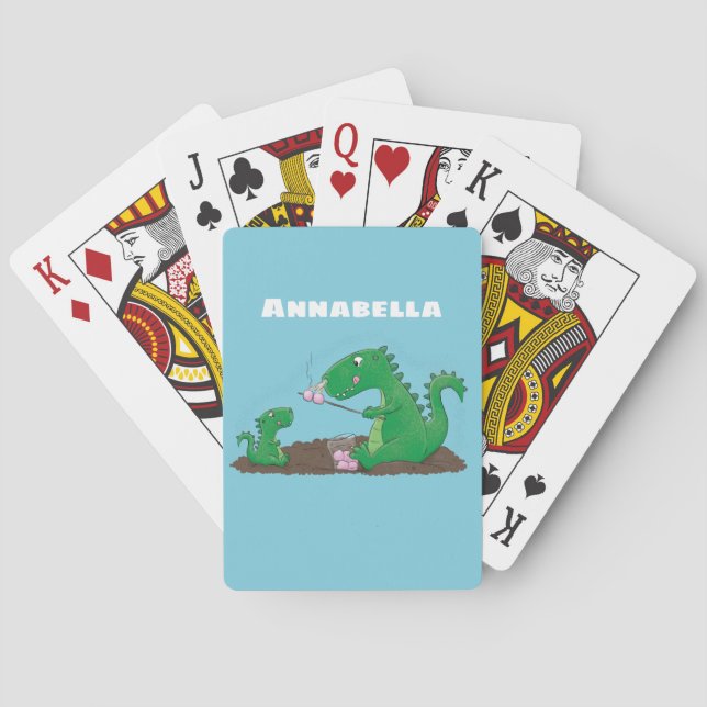Cute dragons roasting marshmallows cartoon playing cards (Back)