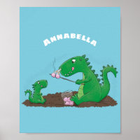 Cute dragons roasting marshmallows cartoon