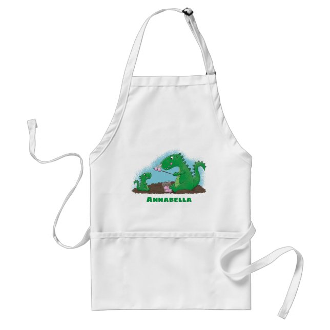 Cute dragons roasting marshmallows cartoon standard apron (Front)