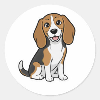 Cute drawing of a beautiful dog classic round sticker