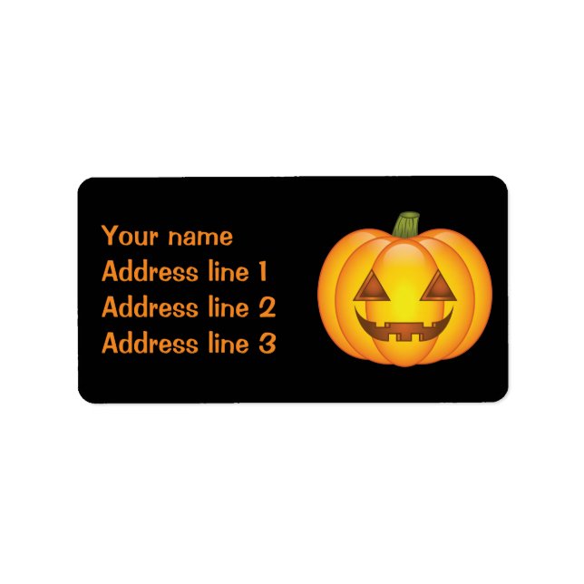 Cute Drawing Of A Halloween Jack O’Lantern Pumpkin Label (Front)