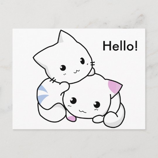 Cute Drawing Of Boy And Girl Kitten In Love Postcard Zazzle Com Au