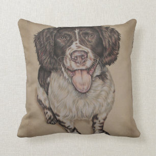 Cute Drawing of Happy Spaniel Cushion