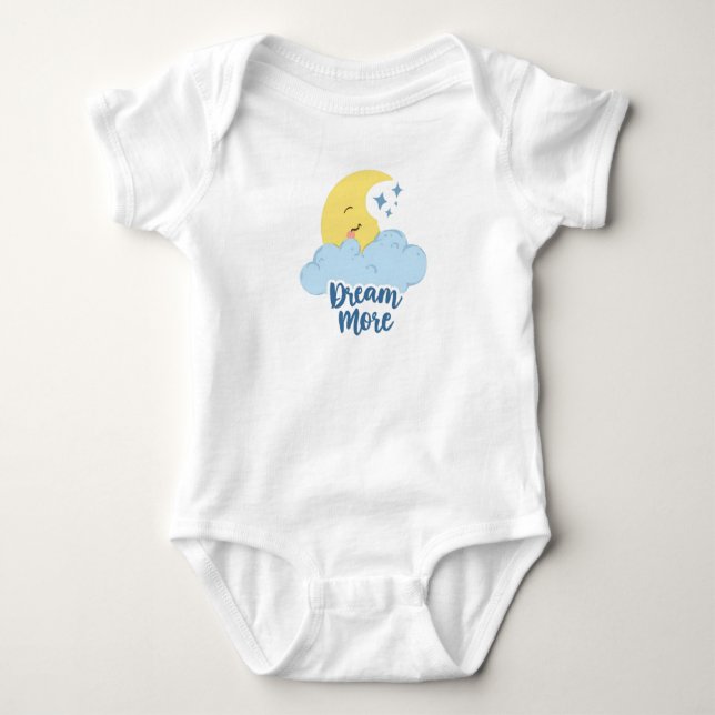 Cute "Dream More" Nursery Quote Baby Bodysuit (Front)