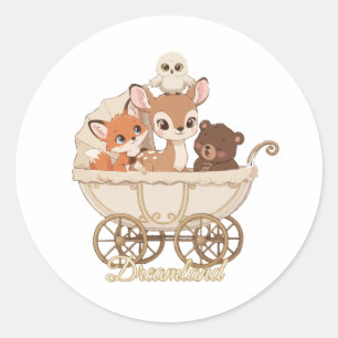  Cute Dreamland Woodland Animals   Baby Fox, Deer  Classic Round Sticker