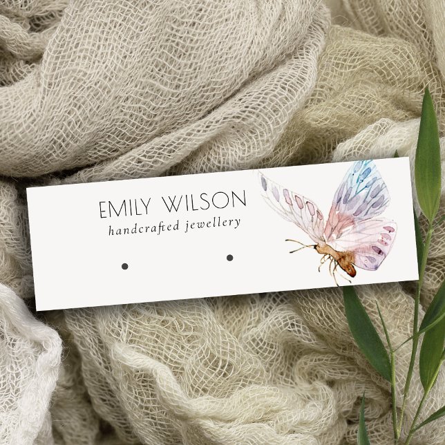 Cute Dreamy Blush Aqua Butterfly Earring Display Mini Business Card (Creator Uploaded)