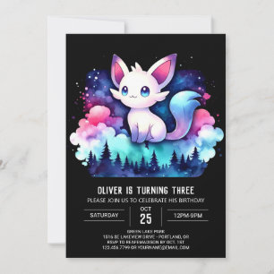 Cute Dreamy Cat Birthday Invitation