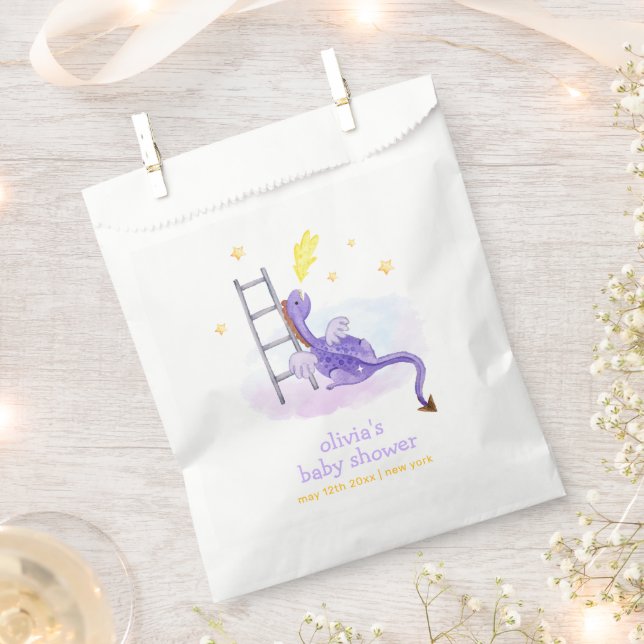 Cute Dreamy Fairytale Dragon Stars Baby Shower  Favour Bag (Clipped)