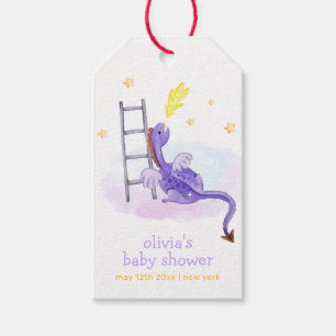 Cute Dreamy Fairytale Dragon Stars Baby Shower Gift Tags