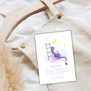 Cute Dreamy Fairytale Dragon Stars Baby Shower Thank You Card