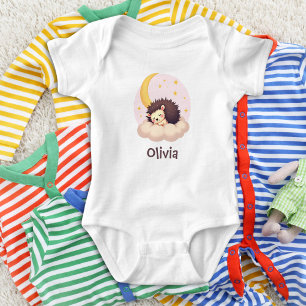 Cute Dreamy Hedgehog Personalised Baby Bodysuit