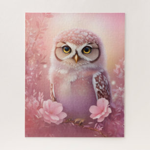 Cute Dreamy Pink Burrowing Owl Jigsaw Puzzle