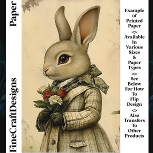 Cute Dressed Rabbit, Flowers CK4 Scrapbook Paper