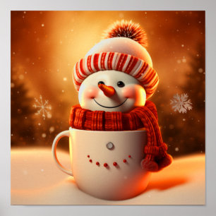 Cute Dressed Snowman  Poster