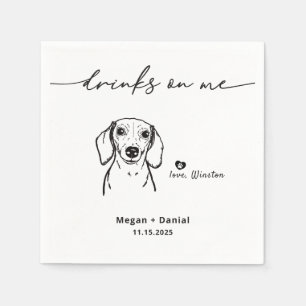 Cute Drinks on Me Dachshund Pet Dog Wedding Napkin