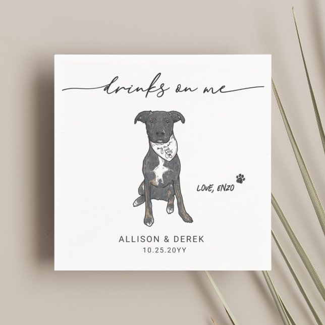 Cute Drinks on Me Pet Bandanna Dog Wedding  Napkin (Creator Uploaded)