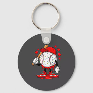 Cute Dripng Baseball Lover Valentines Day Boys Kid Key Ring