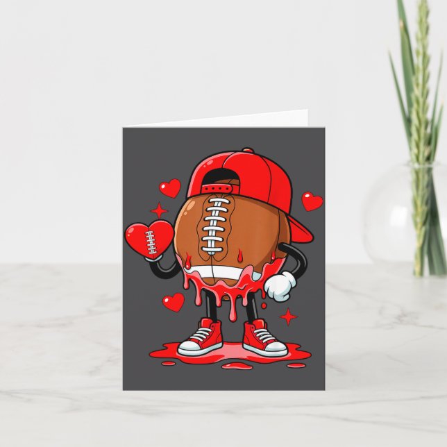 Cute Dripng Football Lover Heart Valentines Day Bo Card (Front)