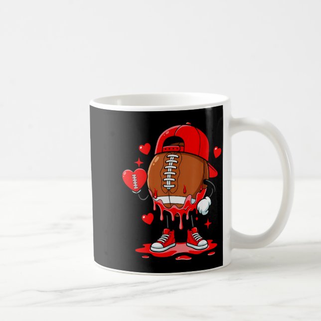 Cute Dripng Football Lover Heart Valentines Day Bo Coffee Mug (Right)