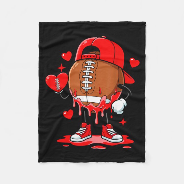 Cute Dripng Football Lover Heart Valentines Day Bo Fleece Blanket (Front)