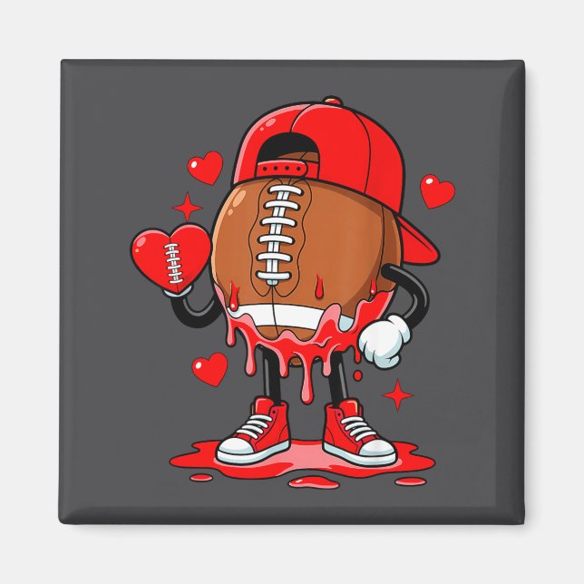Cute Dripng Football Lover Heart Valentines Day Bo Magnet (Front)