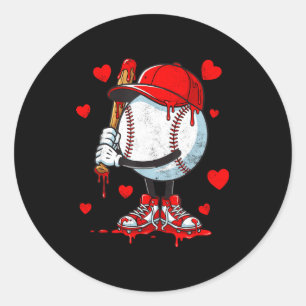 Cute Dripping Baseball Lover Valentines Day Boys K Classic Round Sticker