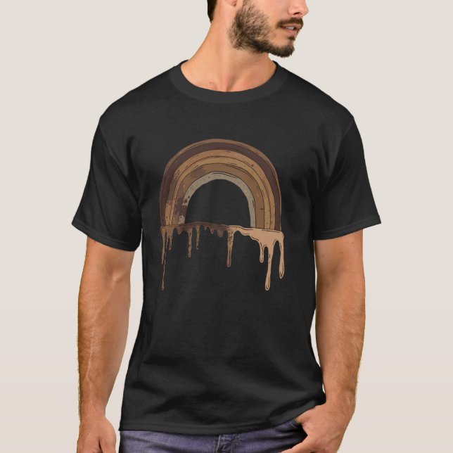 Cute Dripping Brown Boho Rainbow Melanin Skin T-Shirt (Front)