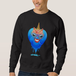 Cute Dripping Heart Unicorn flower crown love Vale Sweatshirt