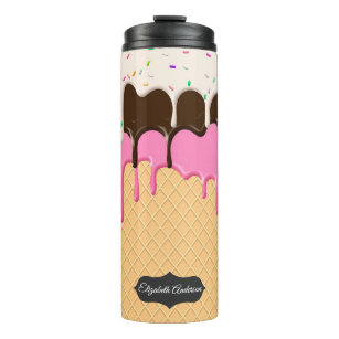 Cute Dripping Ice Cream With Sprinkle Personalised Thermal Tumbler