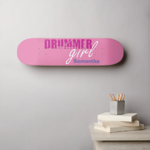 Cute Drummer Girl First Name Purple Grunge Text Skateboard