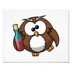 Cute Drunken Cartoon Owl Photo Print