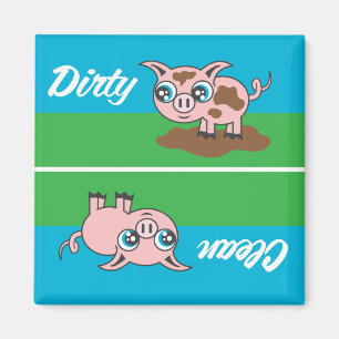 Cute Dual-Sided Clean-Dirty Pig Indicator Magnet