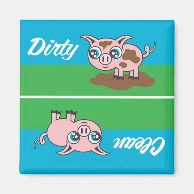 Cute Dual-Sided Clean-Dirty Pig Indicator Magnet (Front)