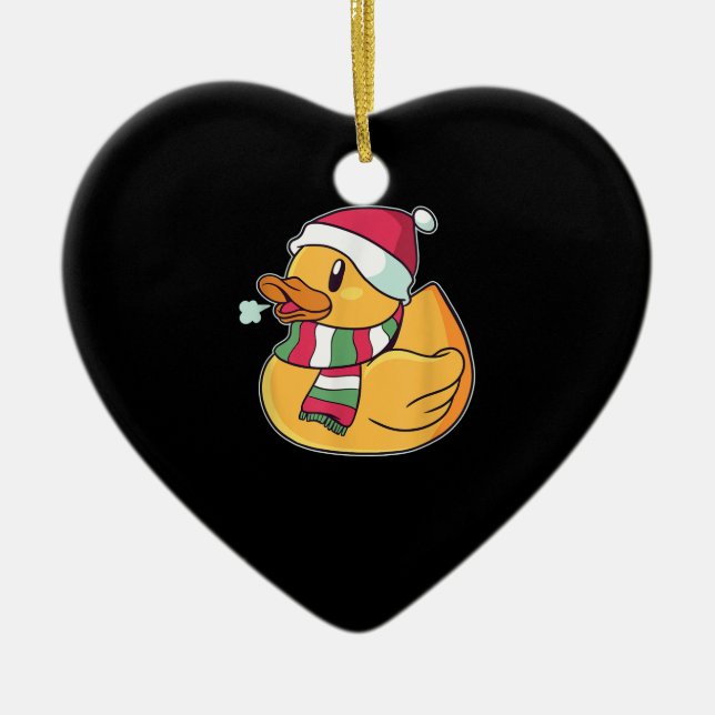 Cute Dub Duck Christmas Ceramic Ornament (Front)
