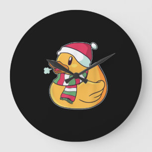 Cute Dub Duck Christmas Large Clock