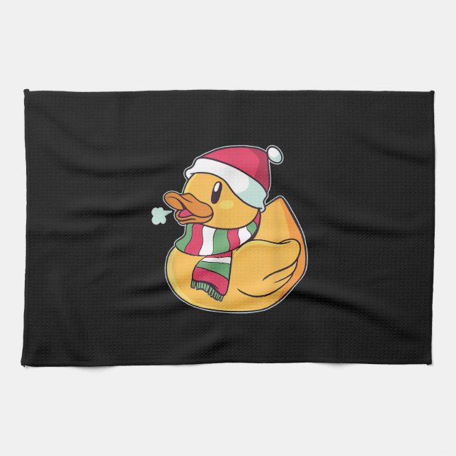 Cute Dub Duck Christmas Tea Towel (Horizontal)