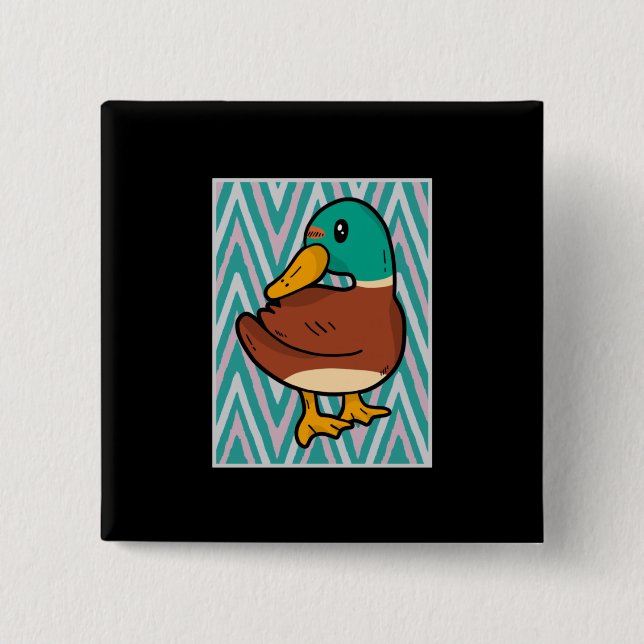 Cute Duck  15 Cm Square Badge (Front)